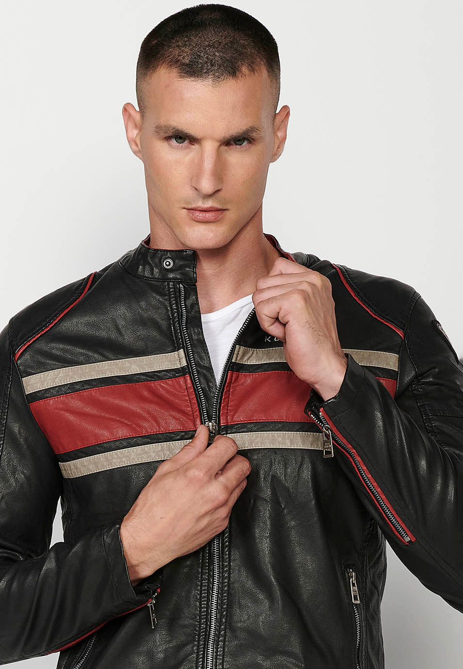 Men's biker leather effect jacket – Koröshi