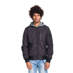 Men's bomber jacket with detachable hood navy - Koroshi 1811JA13