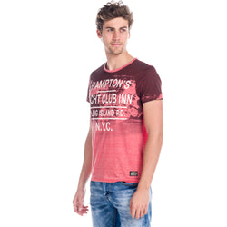 Men's pink gradient text print short sleeve t-shirt - Koroshi 1811MC02