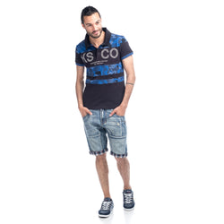 Light blue men's washed denim shorts - Koroshi 1811PS73