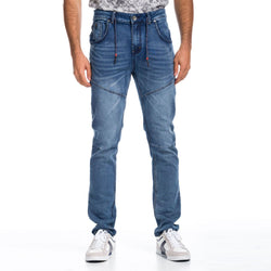 Pantalons texans amb cordó ajustable home blau fosc - Koroshi 1811PT13