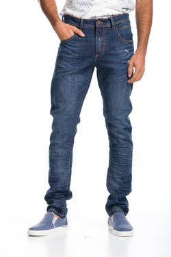 Gerade Stretch-Jeans für Herren in Mittelblau – Koroshi 1811PT30