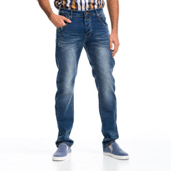Men's regular button closure jeans, medium blue - Koroshi 1811PT50