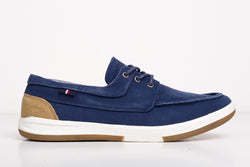 Marineblaue Herren-Canvas-Sneaker mit Wildlederdetails – Koroshi 1811XC09