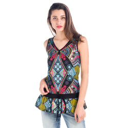 Ethnic sleeveless V-neck top for women in lilac - Koroshi 1812TP07