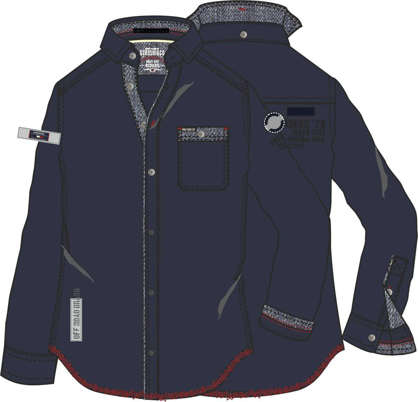 Camisa combinada amb detalls denim