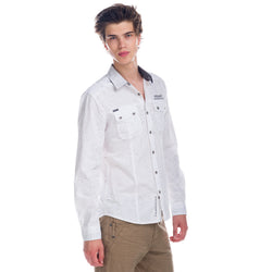 Chemise homme blanche manches longues en coton marbré - Koroshi 1821CL31