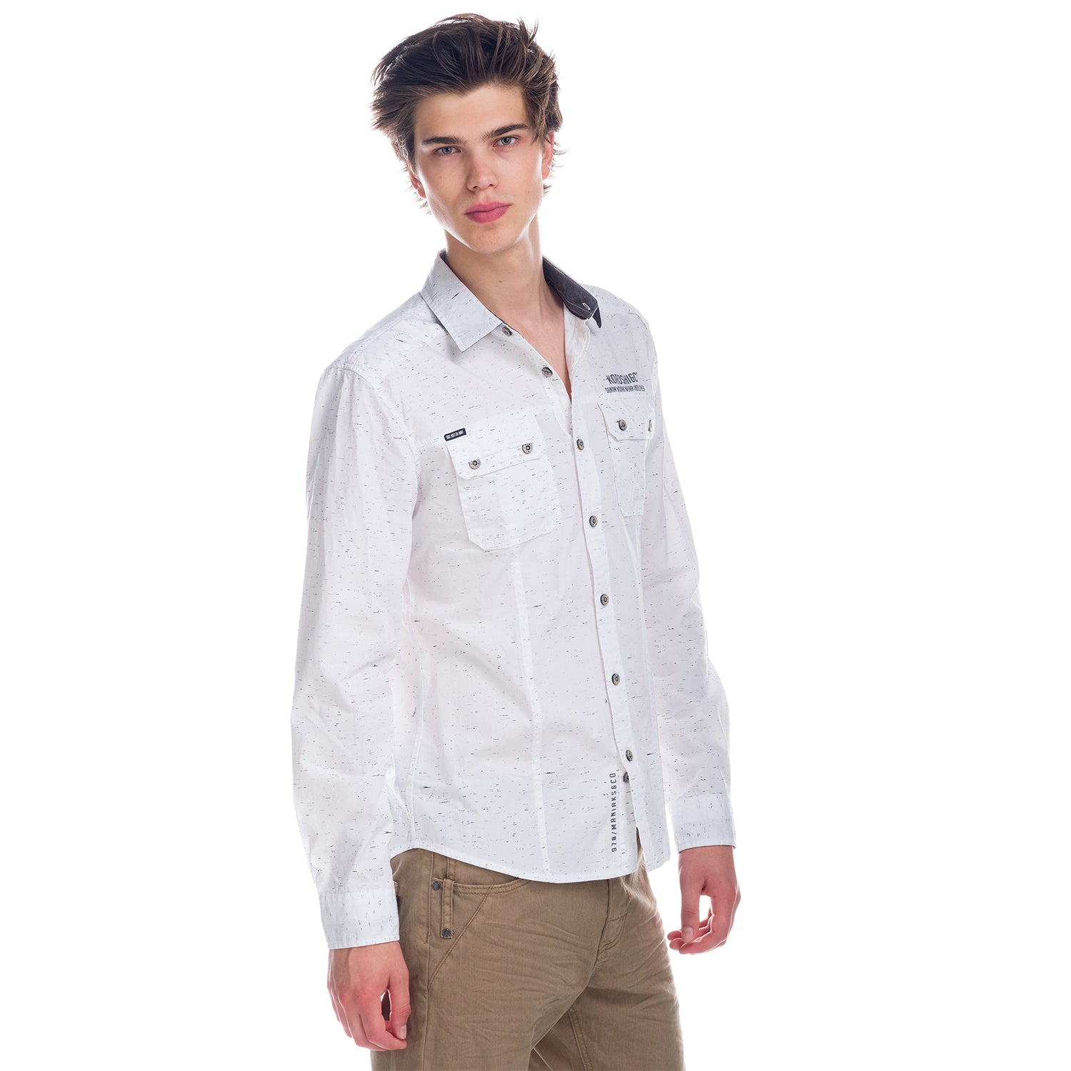 Camicia marmorizzata a maniche lunghe