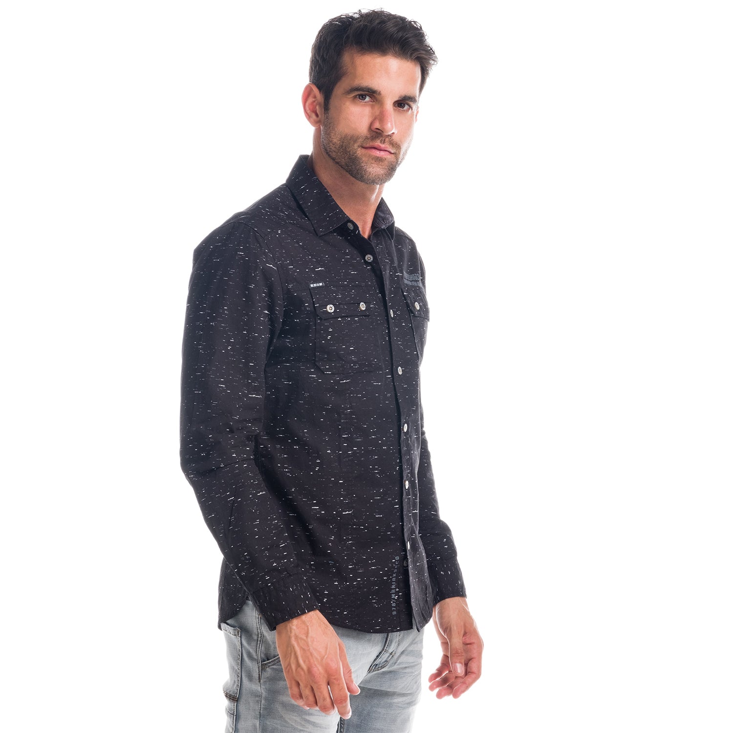 Camicia marmorizzata a maniche lunghe