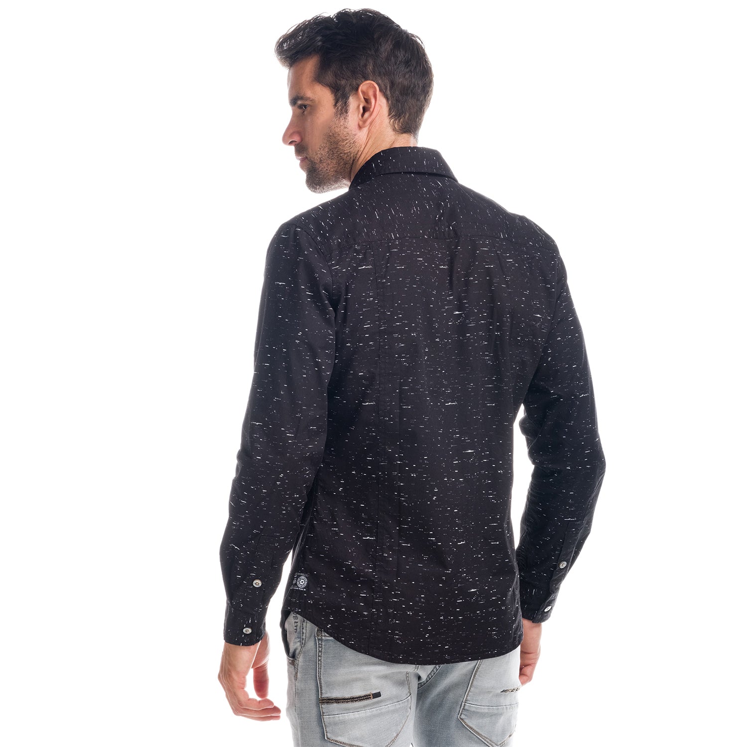 Camicia marmorizzata a maniche lunghe