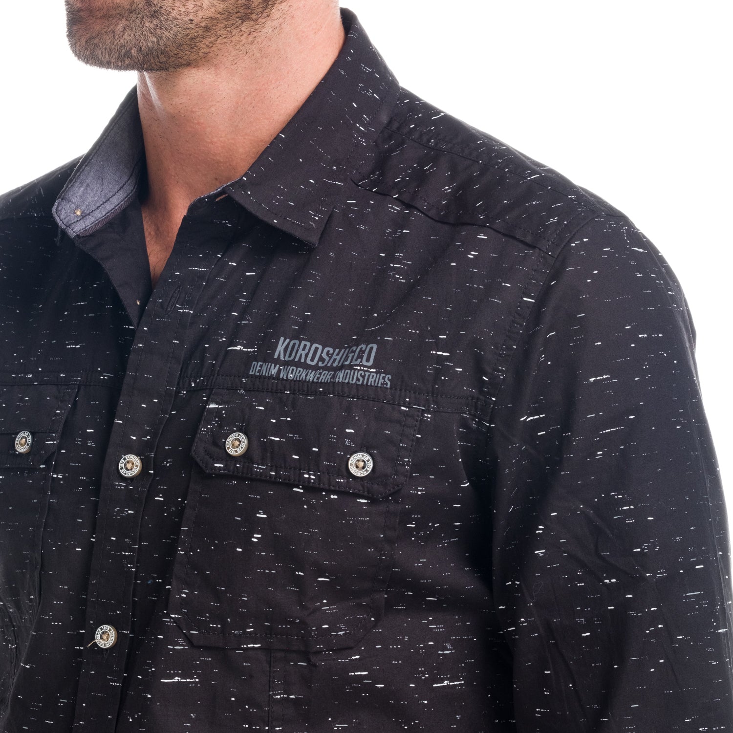 Camicia marmorizzata a maniche lunghe