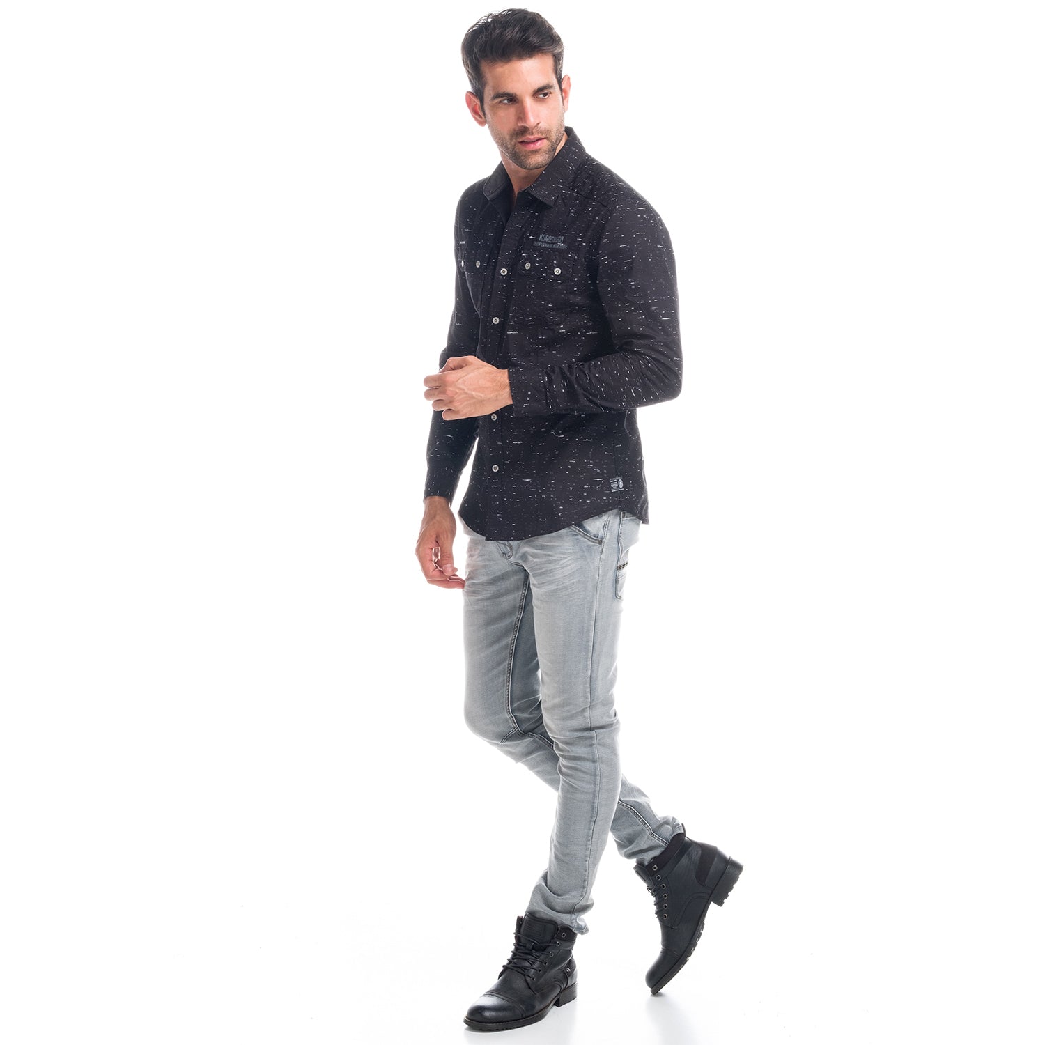 Camicia marmorizzata a maniche lunghe