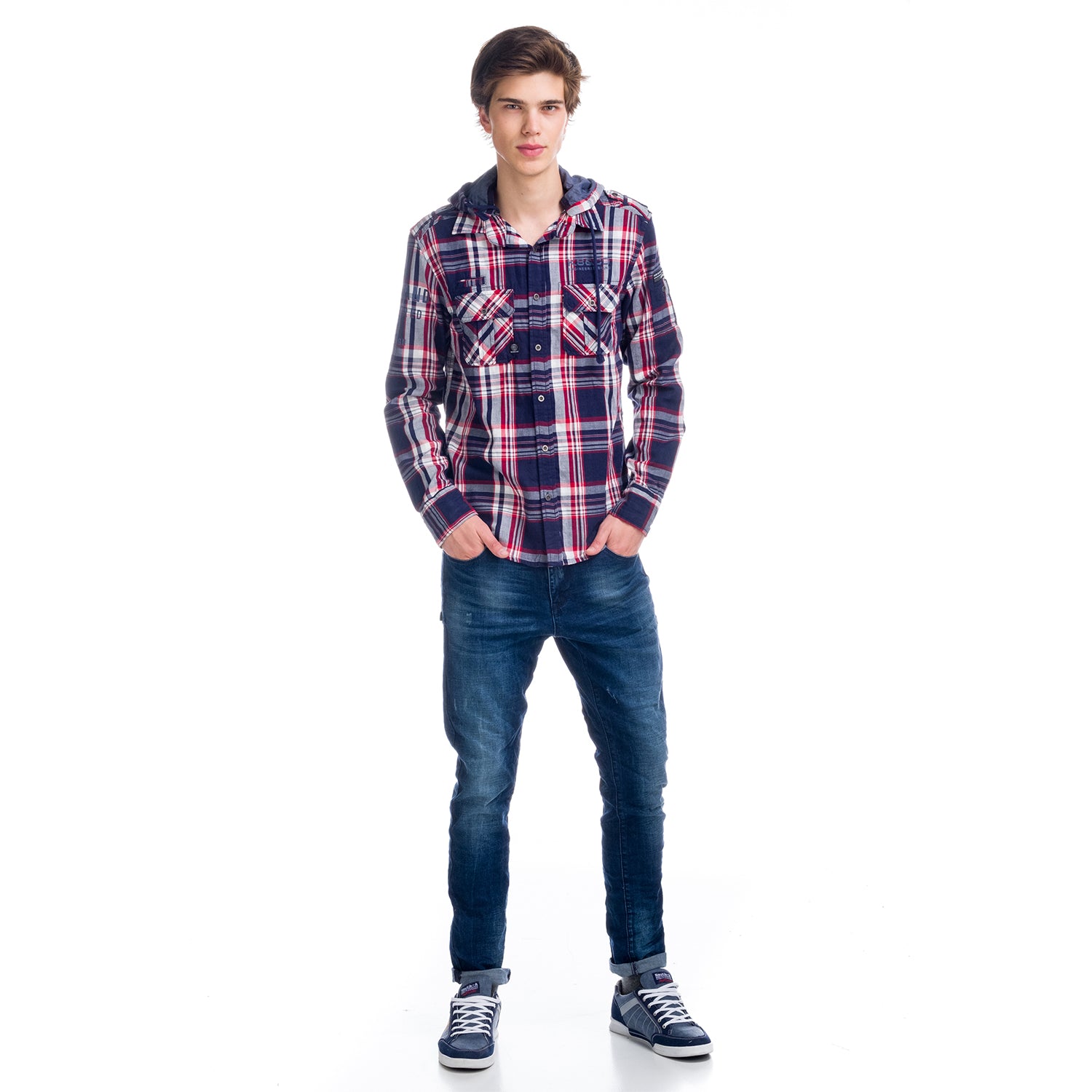 Camicia a quadri con cappuccio