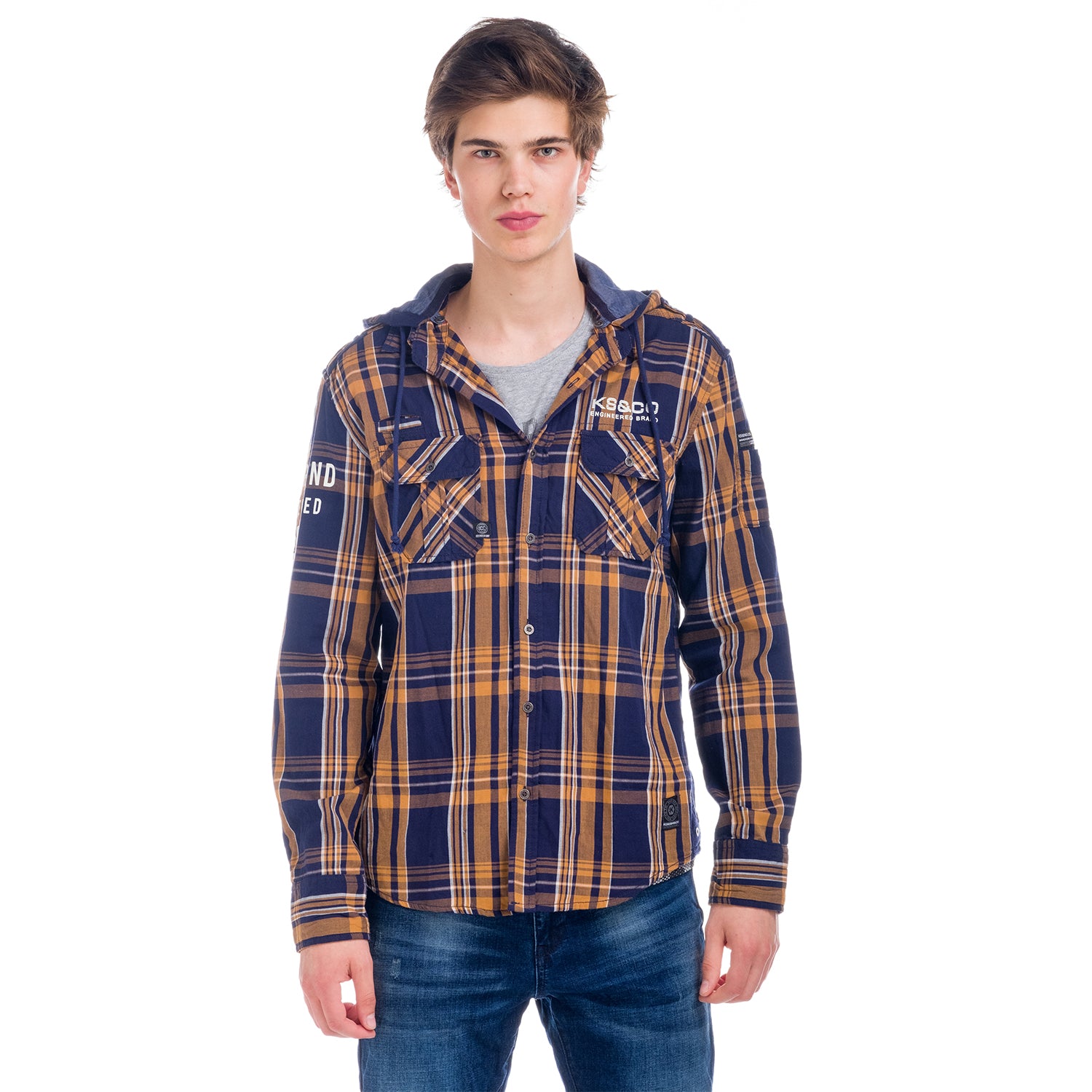 Camicia a quadri con cappuccio