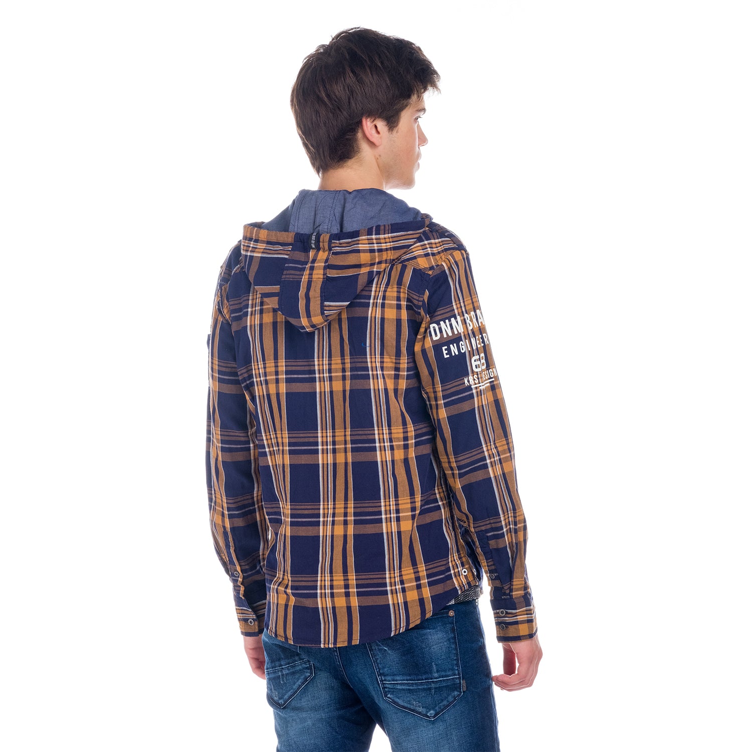 Checked overshirt with hood
