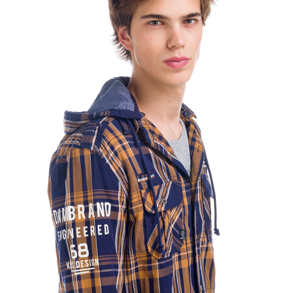 Checked overshirt with hood