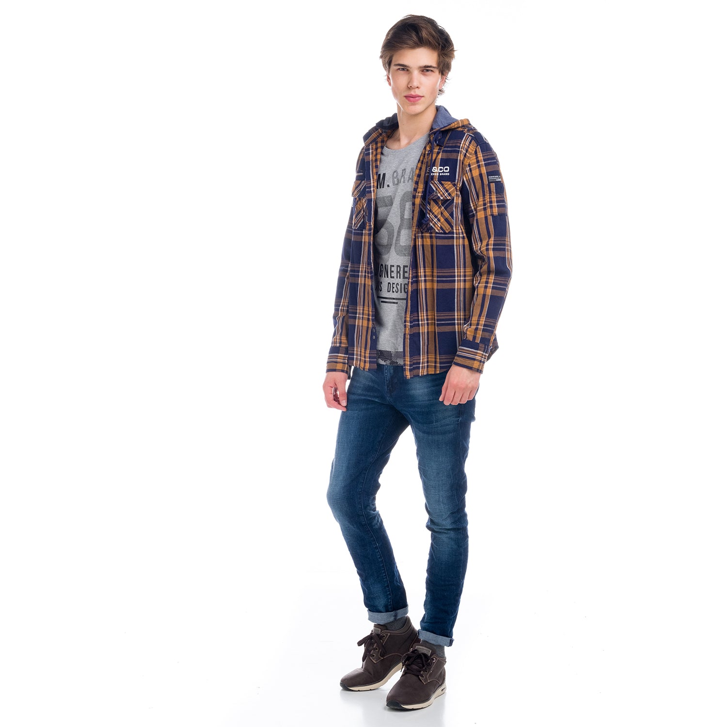 Camicia a quadri con cappuccio