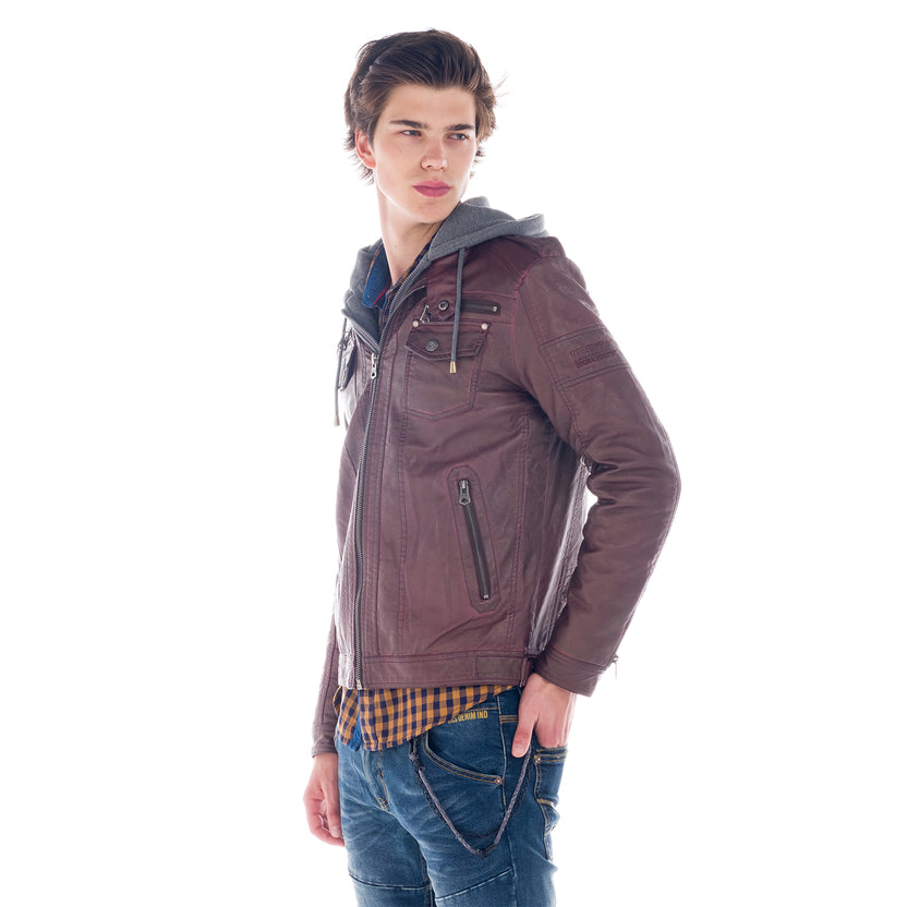 Fur-like jacket with hood and lining