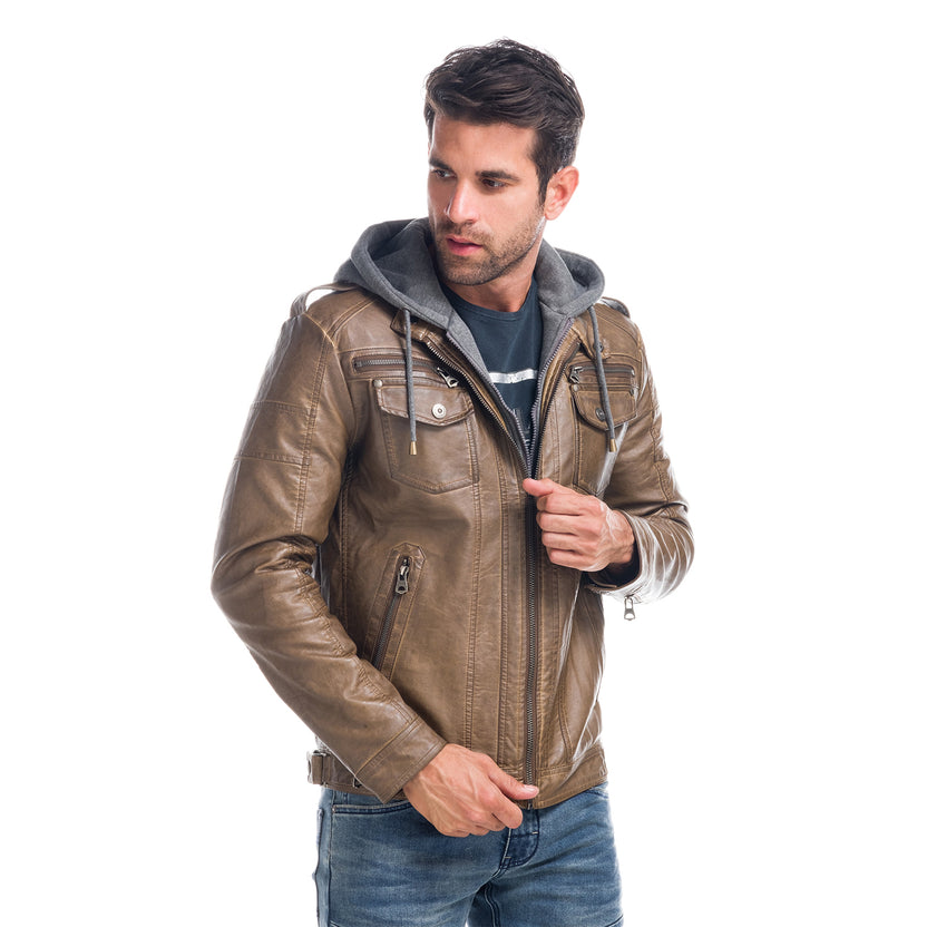 Fur-like jacket with hood and lining