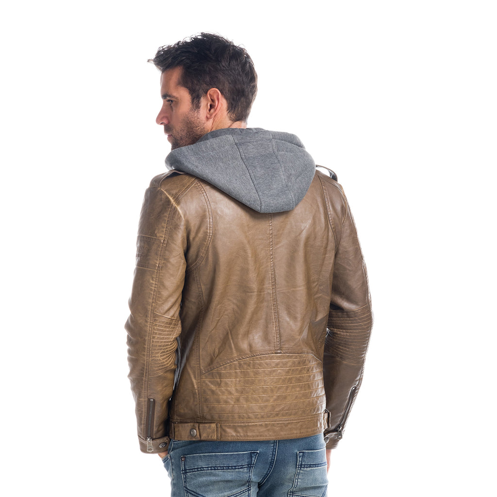 Fur-like jacket with hood and lining