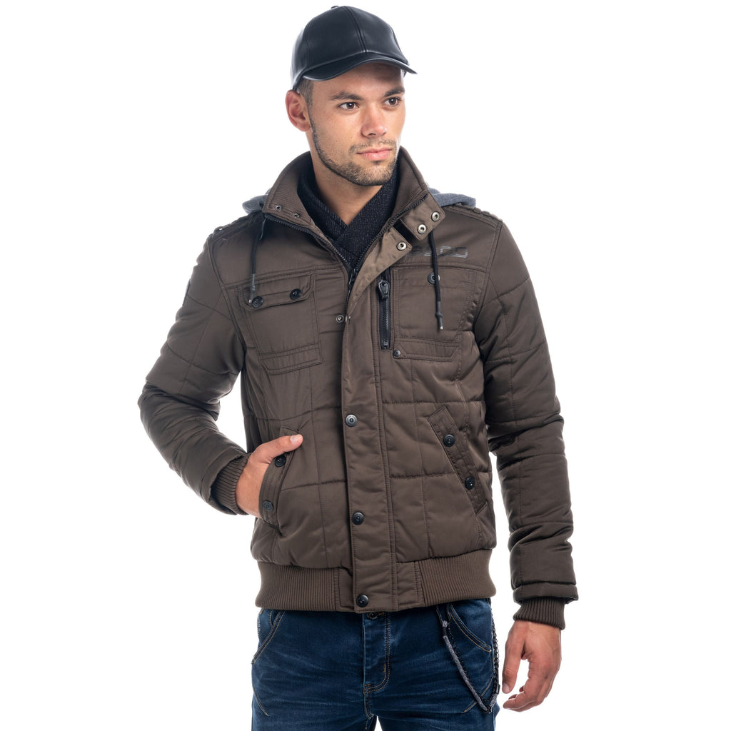 Chaqueta acolchada con capucha hombre verde oliva - Koroshi 1821JA11