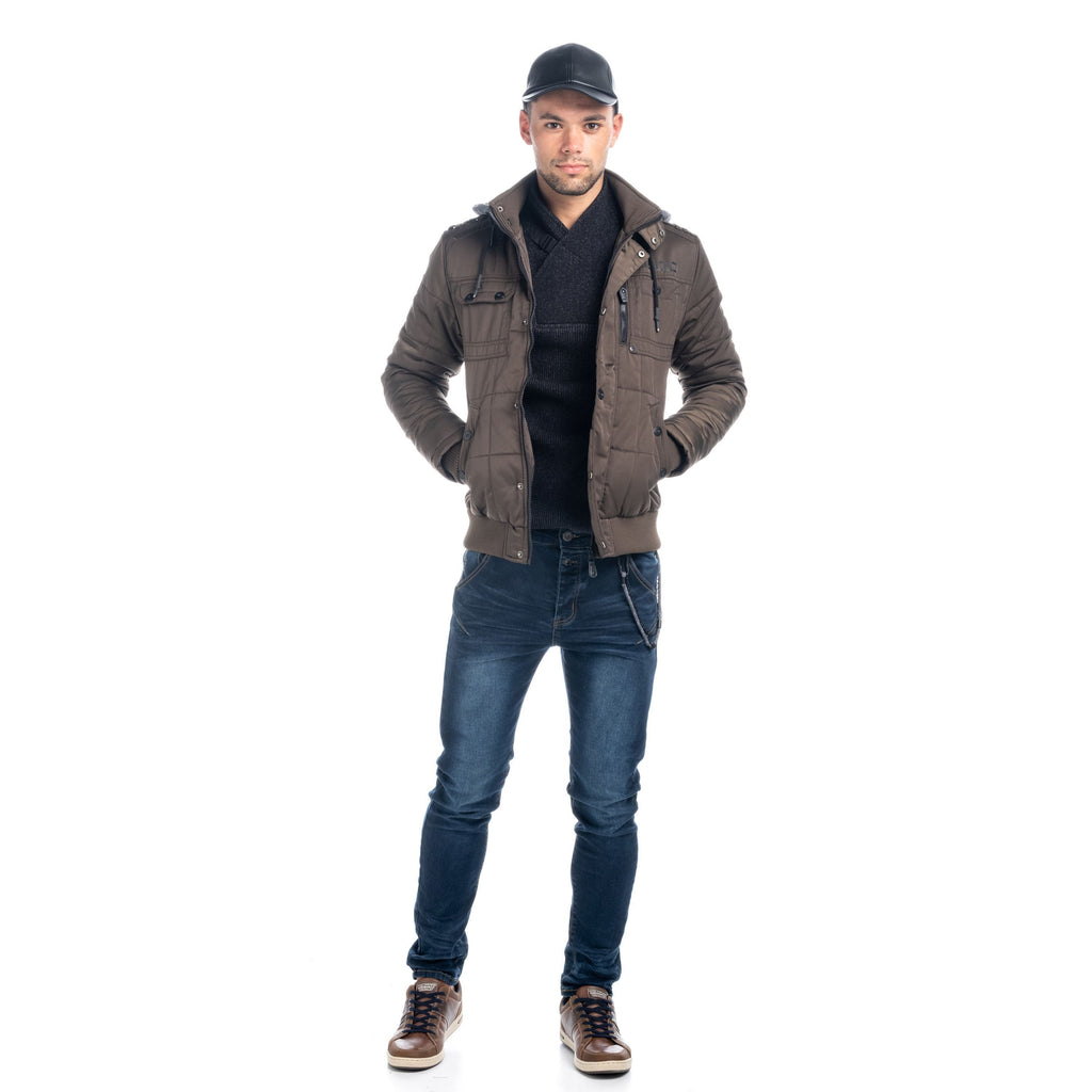 Chaqueta acolchada con capucha hombre verde oliva lateral - Koroshi 1821JA11