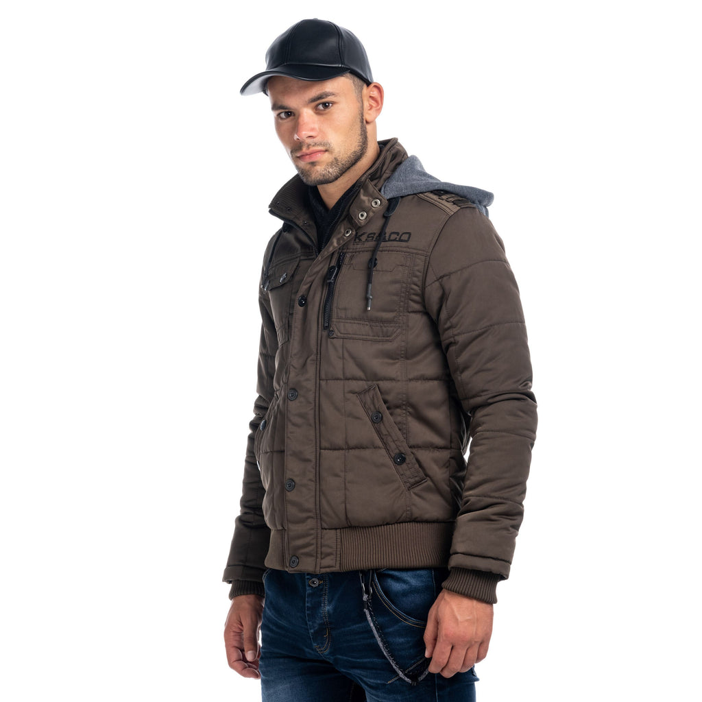 Chaqueta acolchada con capucha hombre verde oliva espalda - Koroshi 1821JA11