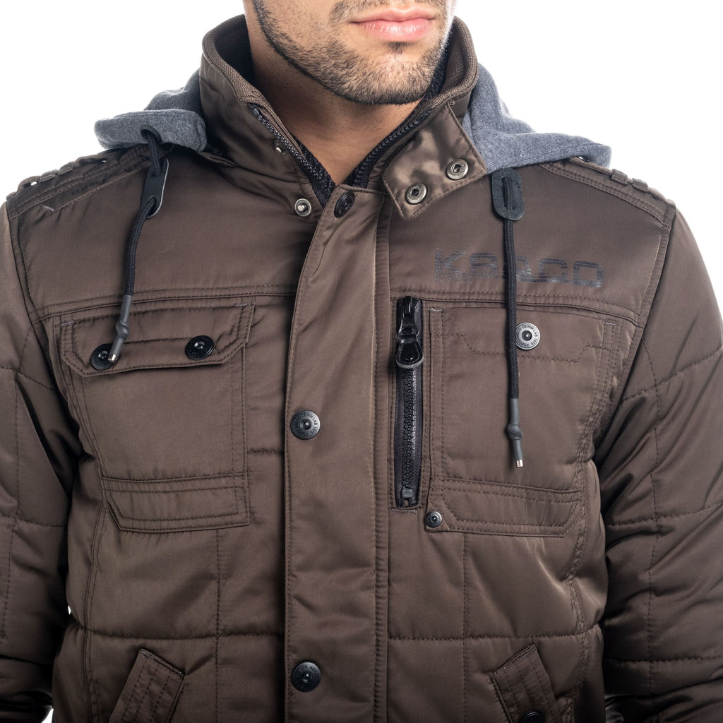 Chaqueta acolchada con capucha hombre verde oliva detalle bolsillo - Koroshi 1821JA11