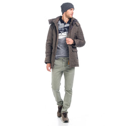 Men's olive green parka with detachable hood - Koroshi 1821JA17