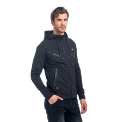 Giacca sportiva tipo canguro con cappuccio da uomo nera - Koroshi 1821JA67