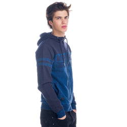 Jaqueta combinada denim amb caputxa home blau mitjà - Koroshi 1821JA69