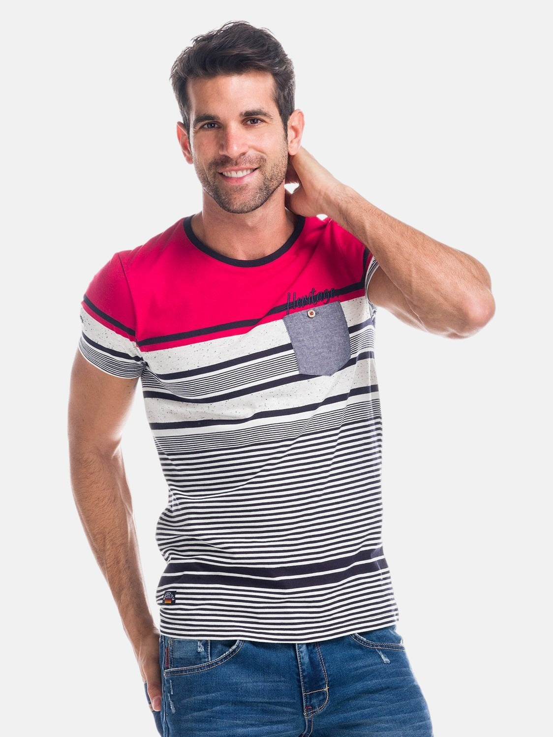 Striped combined t-shirt