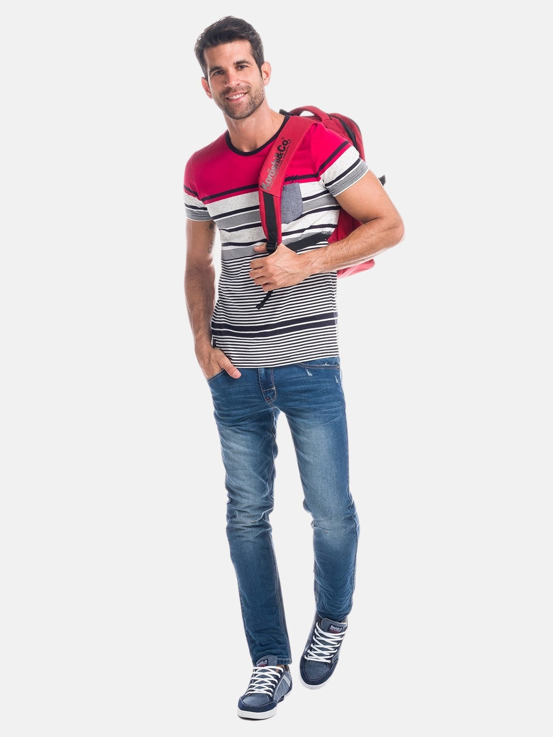 Striped combined t-shirt