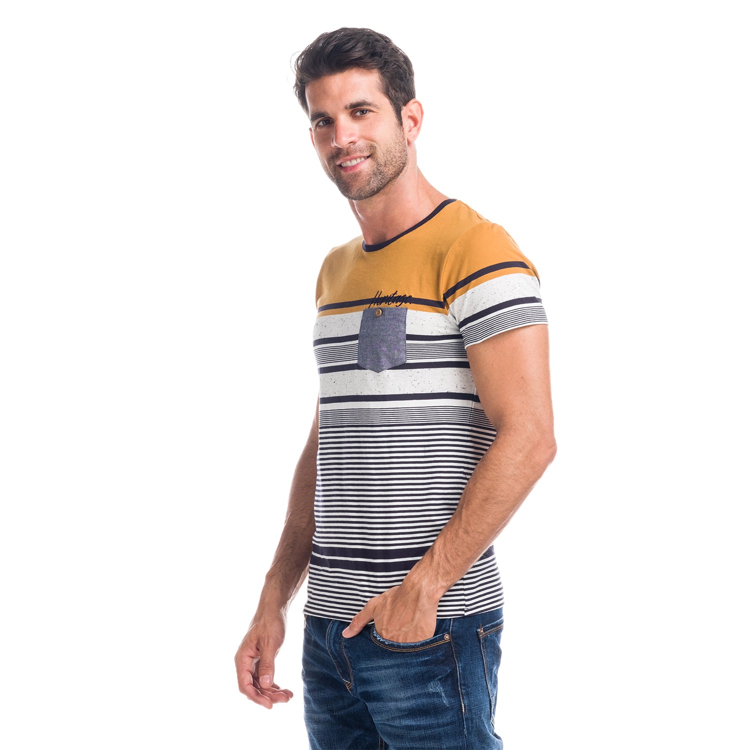 Striped combined t-shirt