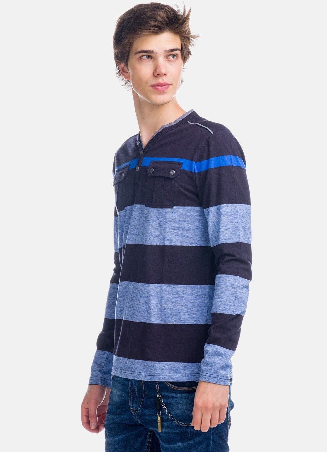 T-shirt rigata combinata con tasche