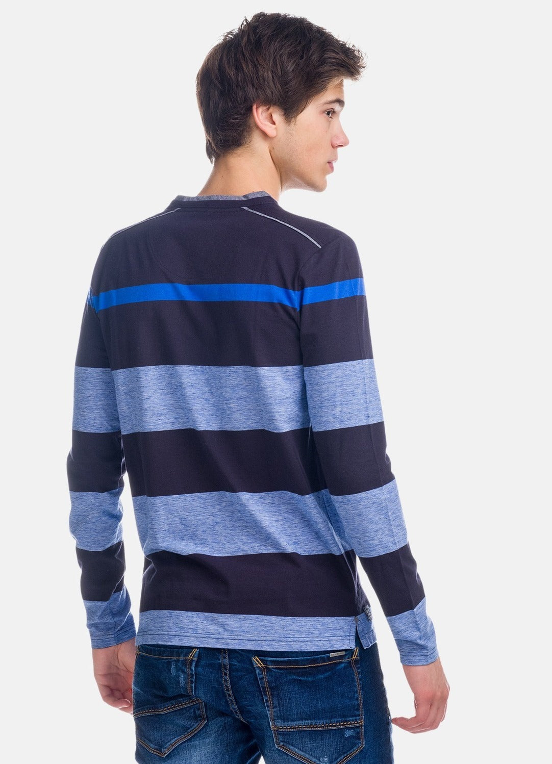 T-shirt rigata combinata con tasche