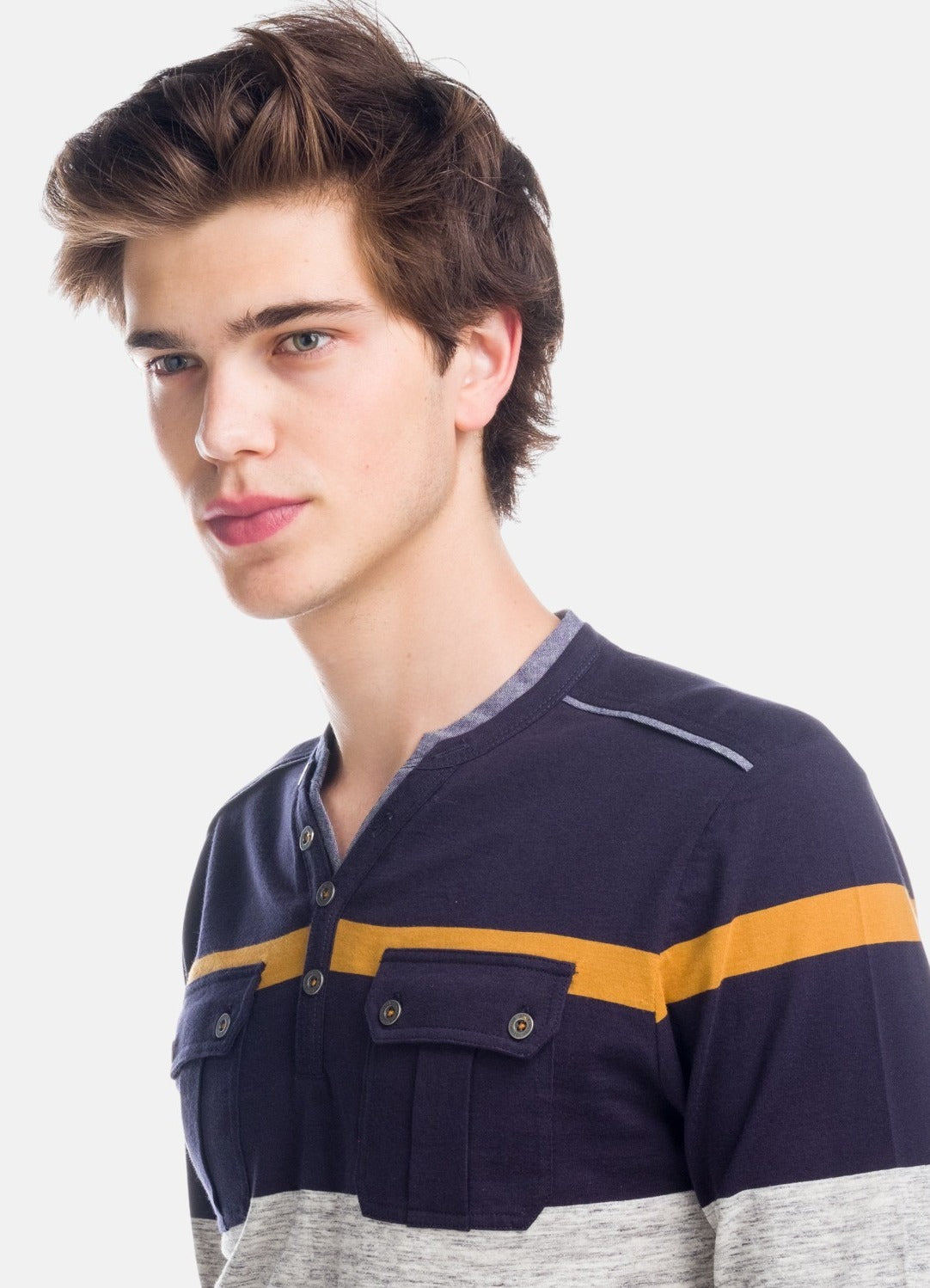 T-shirt rigata combinata con tasche