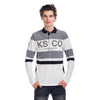 Striped and letters long sleeve polo shirt