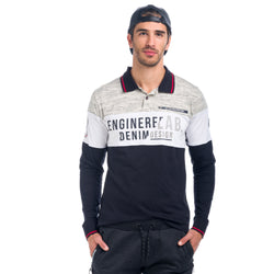 Langärmliges Herren-Poloshirt in Colour-Block-Optik in Hellgrau – Koroshi 1821PL06