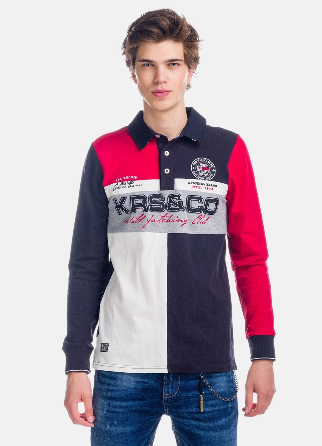 Polo a maniche lunghe ricamata