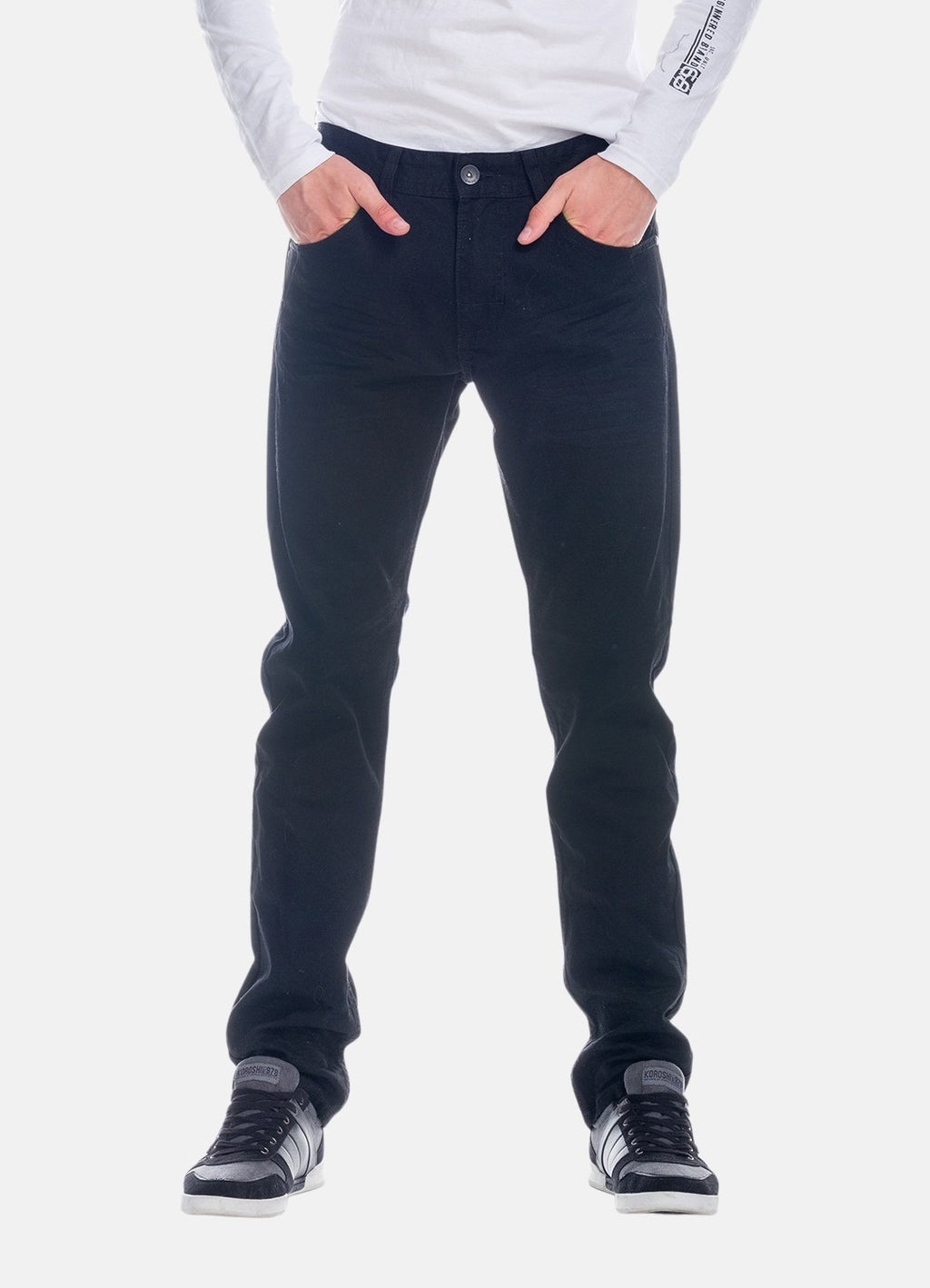 Regular colored denim with elastic