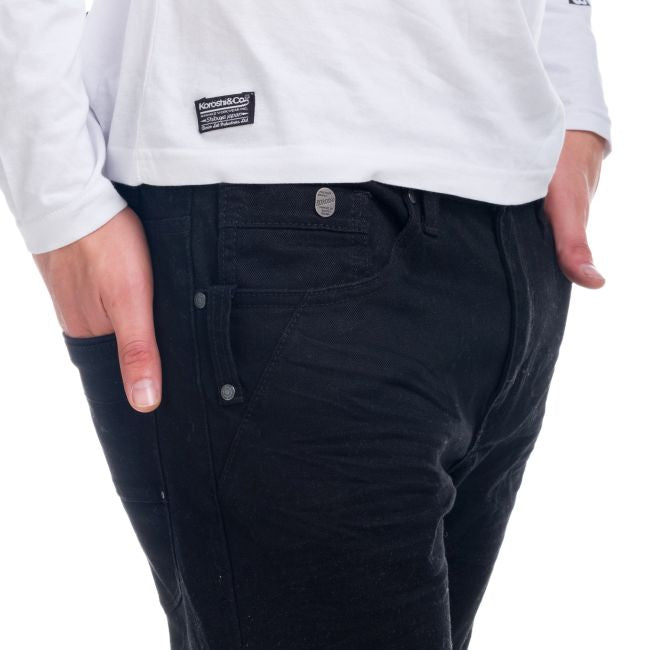 Denim de couleur régulière avec élastique