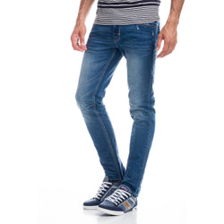 Men's slim washed washed jeans in medium blue - Koroshi 1821PT11