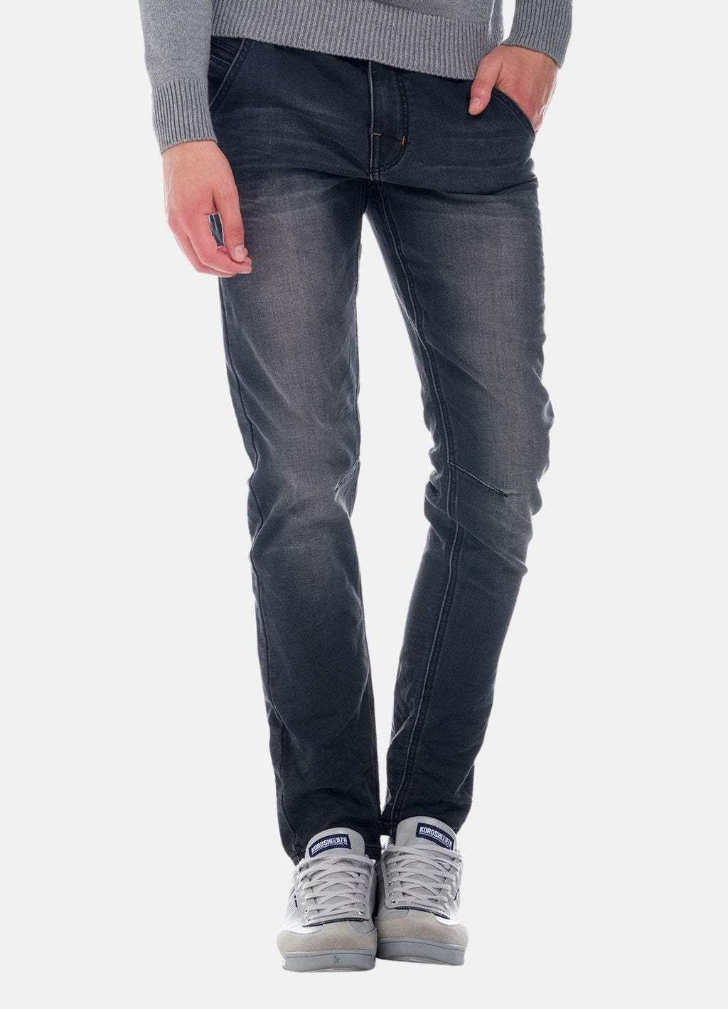 Slim black worn denim