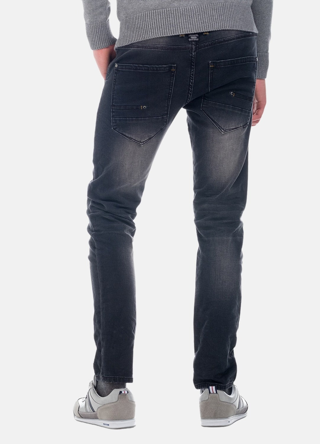 Slim black worn denim