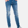 Slim denim with knee seams
