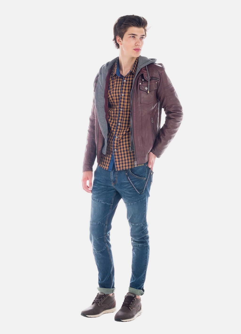 Schmaler blauer Denim mit Kordel-Schlüsselanhänger