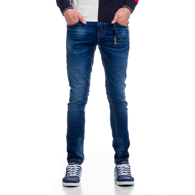Denim slim azul detalle llavero cordon
