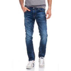 Men's slim fit jeans in medium blue - Koroshi 1821PT27