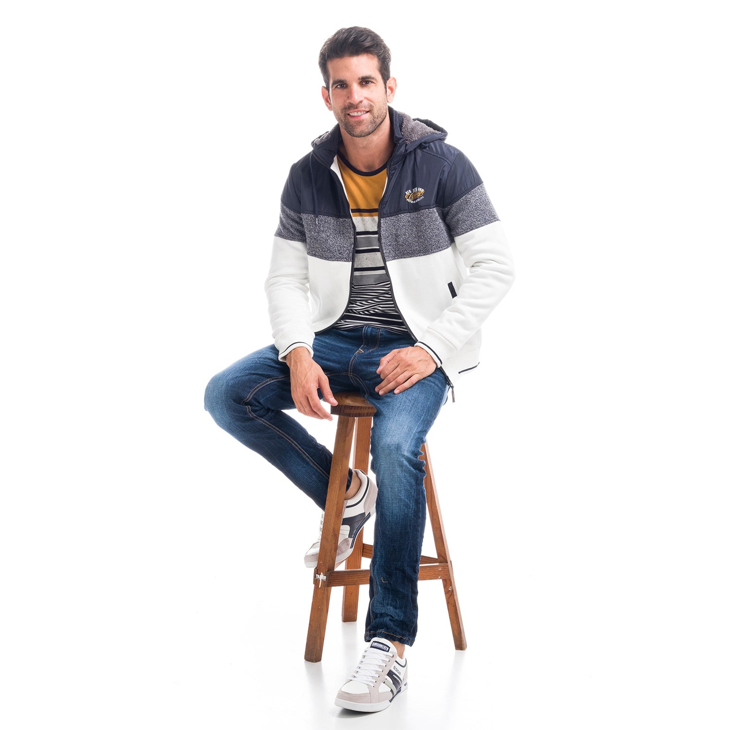 Slim worn blue denim